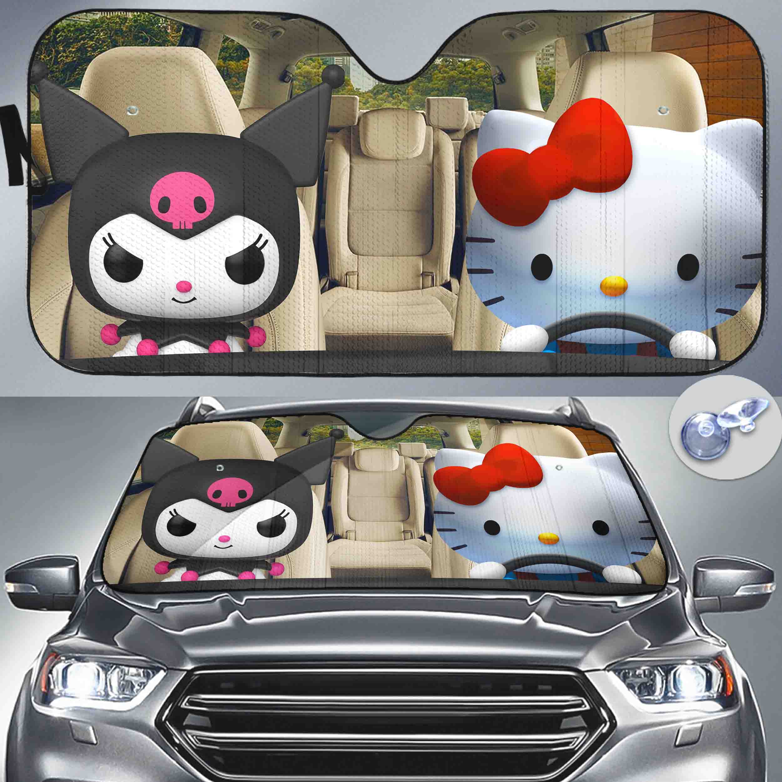 Hello Kitty And Kuromi Car Sun Shade