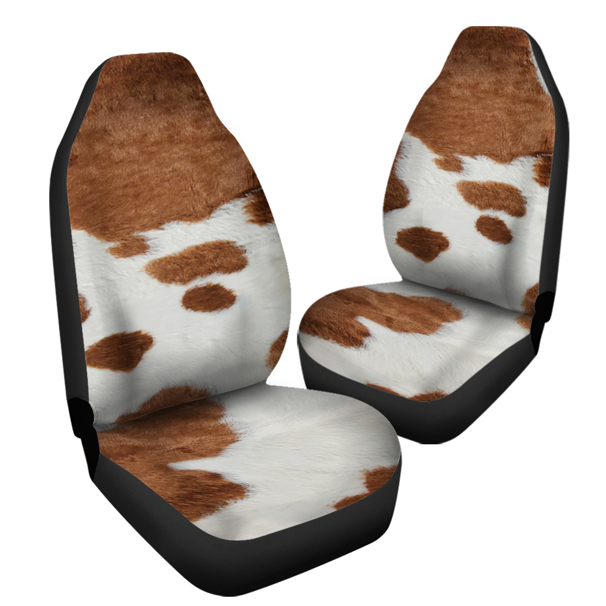 Brown Cow Print Car Seat Covers