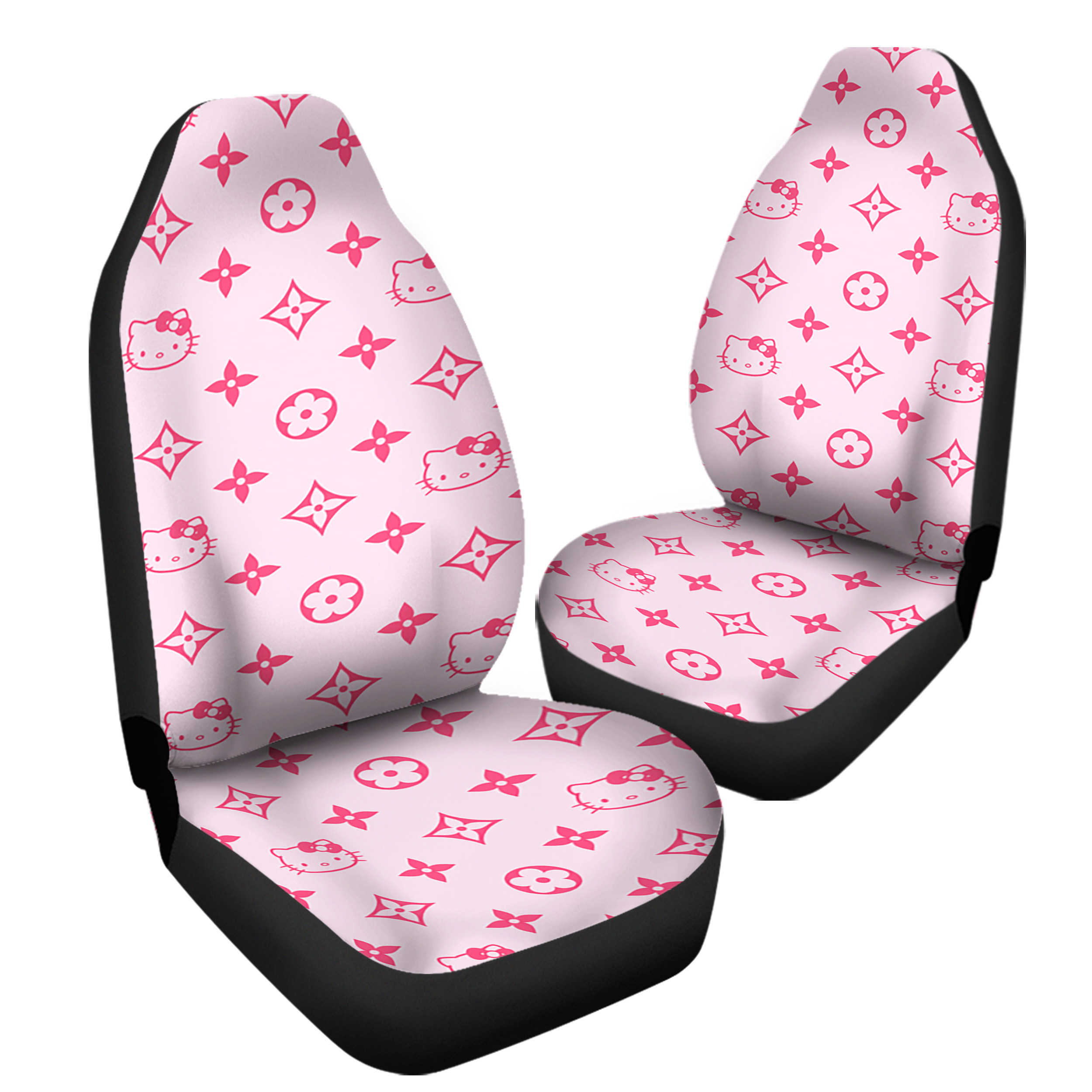 Dark Pink Hello Kitty Louis Vuitton Car Seat Covers